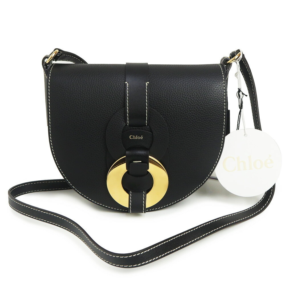Chloe Daryl Saddle Shoulder Bag Crossbody Leather Black